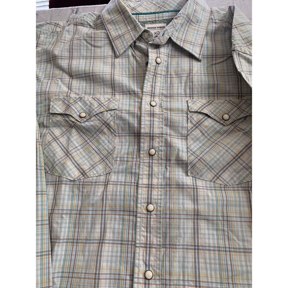ROUGH STOCK Mens Shirt Size XL Snap Pearl  Buttons Long Sleeve  Western Cowboy - Picture 12 of 14